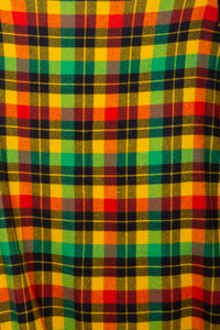 Red, Green, and Yellow Mid-Century Wool Plaid Blanket