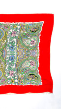 Load image into Gallery viewer, Italian Paisley Print Silk Scarf with Red Trim
