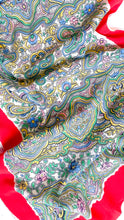 Load image into Gallery viewer, Italian Paisley Print Silk Scarf with Red Trim