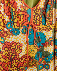 70s Fun Floral Nylon Tree Psychedellic Print Slip Dress by Olga