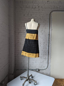 1960s Black and Gold Fringe Party Dress