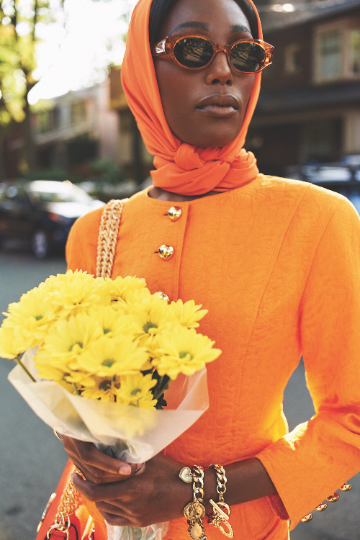 Tangerine Orange Balenciaga Skirt Suit 1980s nouveaurichevintage