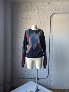 Navy Burgundy & Green Pendleton Wool Pullover Sweater