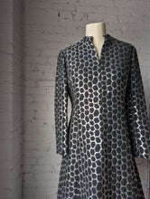 Load image into Gallery viewer, 60s Black &amp; Silver Lurex Zip Dress