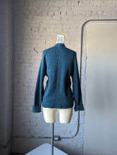 Load image into Gallery viewer, Midcentury Shetland Wool Cardigan with Pockets Turquoise