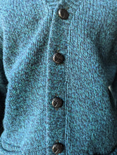 Load image into Gallery viewer, Midcentury Shetland Wool Cardigan with Pockets Turquoise