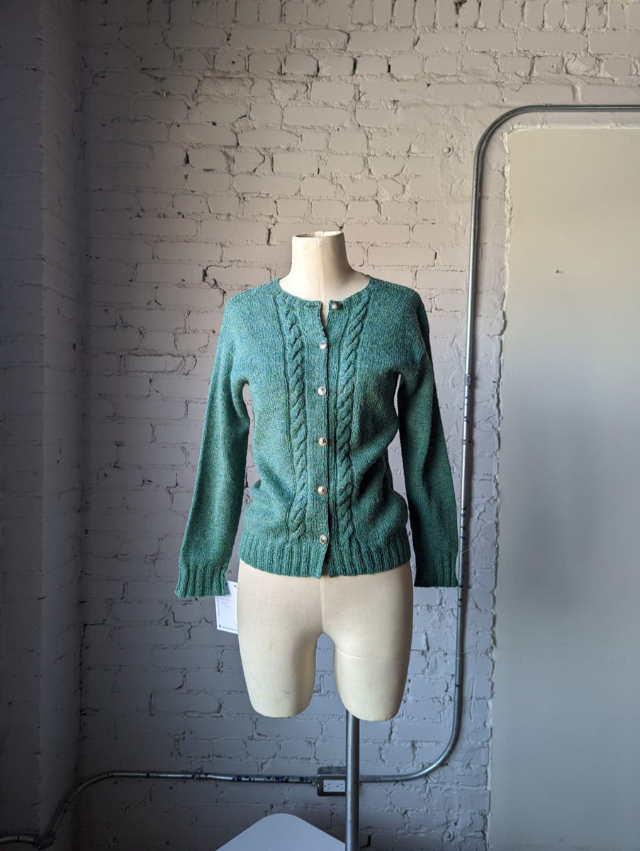 Green Cable Knit Button Up Cardigan – nouveaurichevintage