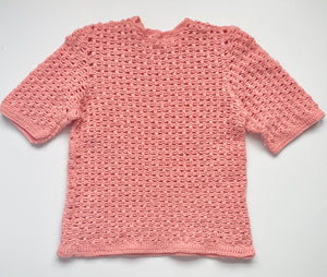 Crochet pink Peach Handmade Short Sleeve Sweater