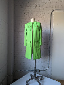 1960's Lime Green Long Top Coat/Duster Jacket