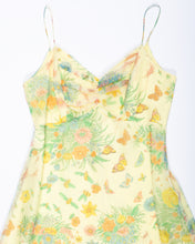 Load image into Gallery viewer, 1970's Yellow Garden Maxi Dress with sheer overlay