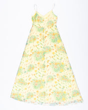 Load image into Gallery viewer, 1970's Yellow Garden Maxi Dress with sheer overlay