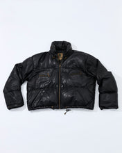 Load image into Gallery viewer, 1980's Black Leather Puffer Jacket Aldo
