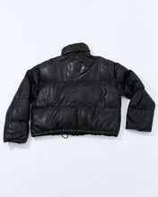 Load image into Gallery viewer, 1980's Black Leather Puffer Jacket Aldo