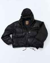 Load image into Gallery viewer, 1980's Black Leather Puffer Jacket Aldo