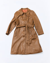 Load image into Gallery viewer, 1970's Caramel Leather Trench with Belt as is