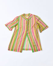 Load image into Gallery viewer, Late 1950's Sheer Fruity Stripe Blouse