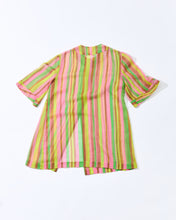 Load image into Gallery viewer, Late 1950's Sheer Fruity Stripe Blouse