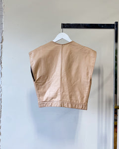 70s Peach Leather Vest with Brass Closure