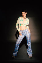 Load image into Gallery viewer, 1990&#39;s Le Chateau Blue Plaid Stretch Flare Pants