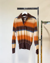 Load image into Gallery viewer, 70s Brown Orange and Gold  Stripe Velour Top