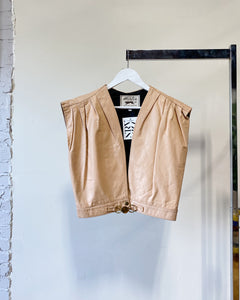 70s Peach Leather Vest with Brass Closure