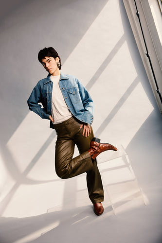 1990's Olive Green Leather Pants
