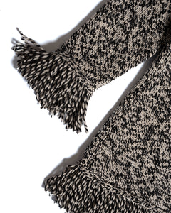 Yves Saint Laurent Fringed Salt and Pepper Cashmere Sweater