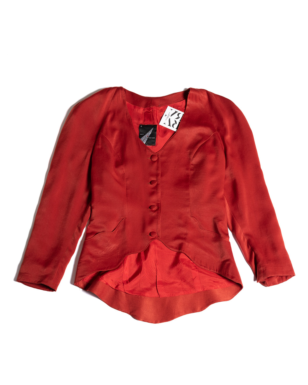 1980s  Red Scalloped Edge Faust Blazer