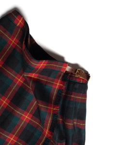 90s Ralph Lauren Wool Plaid Pleated skirt with Kilt Pin