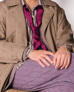 Boxy Brown Grey Textured Trench with pockets