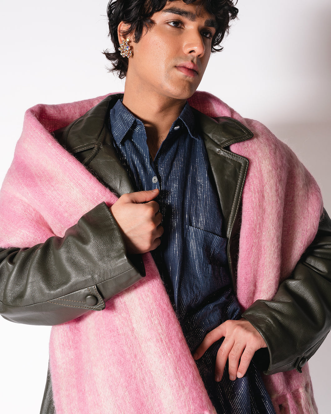 Extra Large Pink Mohair scarf 1970s