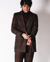 Load image into Gallery viewer, Brown and Charcoal Plaid Wool Pant Suit