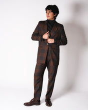 Load image into Gallery viewer, Brown and Charcoal Plaid Wool Pant Suit