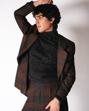 Load image into Gallery viewer, Brown and Charcoal Plaid Wool Pant Suit