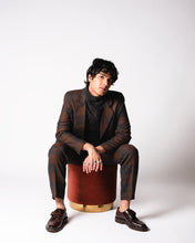 Load image into Gallery viewer, Brown and Charcoal Plaid Wool Pant Suit