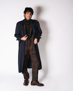 Brown and Charcoal Plaid Wool Pant Suit