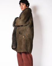 Load image into Gallery viewer, Nina  Ricci Olive Shearling Coat with Fur Collar and Cuffs