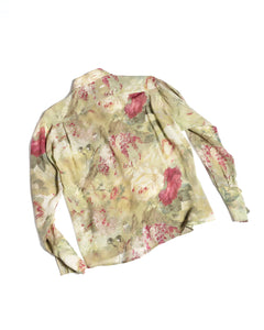 90's  Jean Paul Gaultier  Sheer Floral and Bird Print Blouse