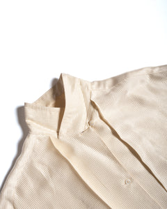1970s champagne stripe cropped Cream tux blouse by Alfred Sung for Holt Renfrew