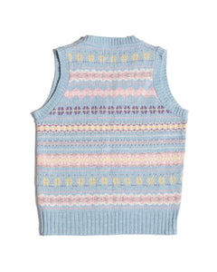 198s Baby Blue Fair Isle Wool Vest