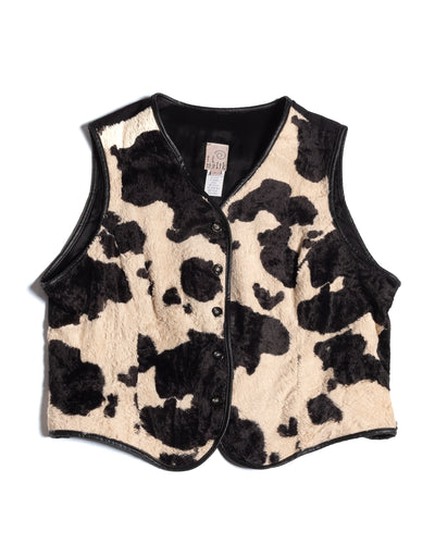 90s Cow Print Fun Fur Vest
