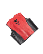 Load image into Gallery viewer, 80s Black and Red Leather Studded Triangle Vest