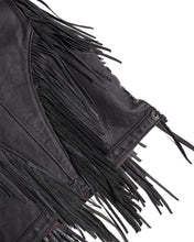 Load image into Gallery viewer, 90s Black Leather Fringe Vest