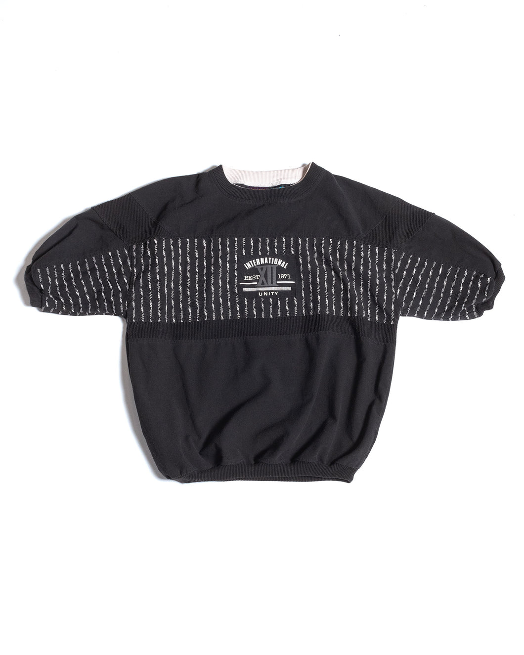 80s Black Short Sleeve Graphic Sweatshirt Cardigan Street Scenes