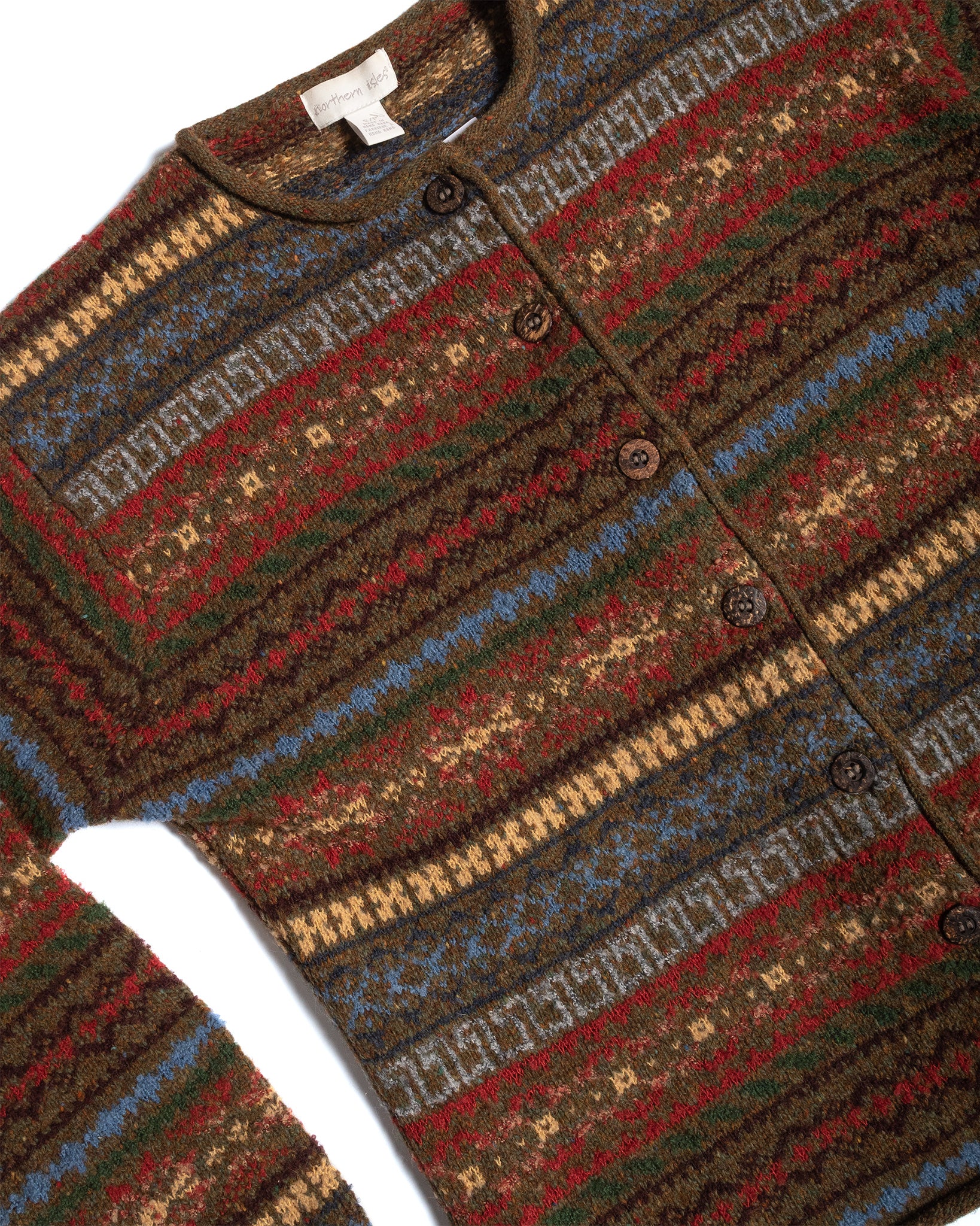 80s Fair Isle Cardigan with Wood Buttons – nouveaurichevintage