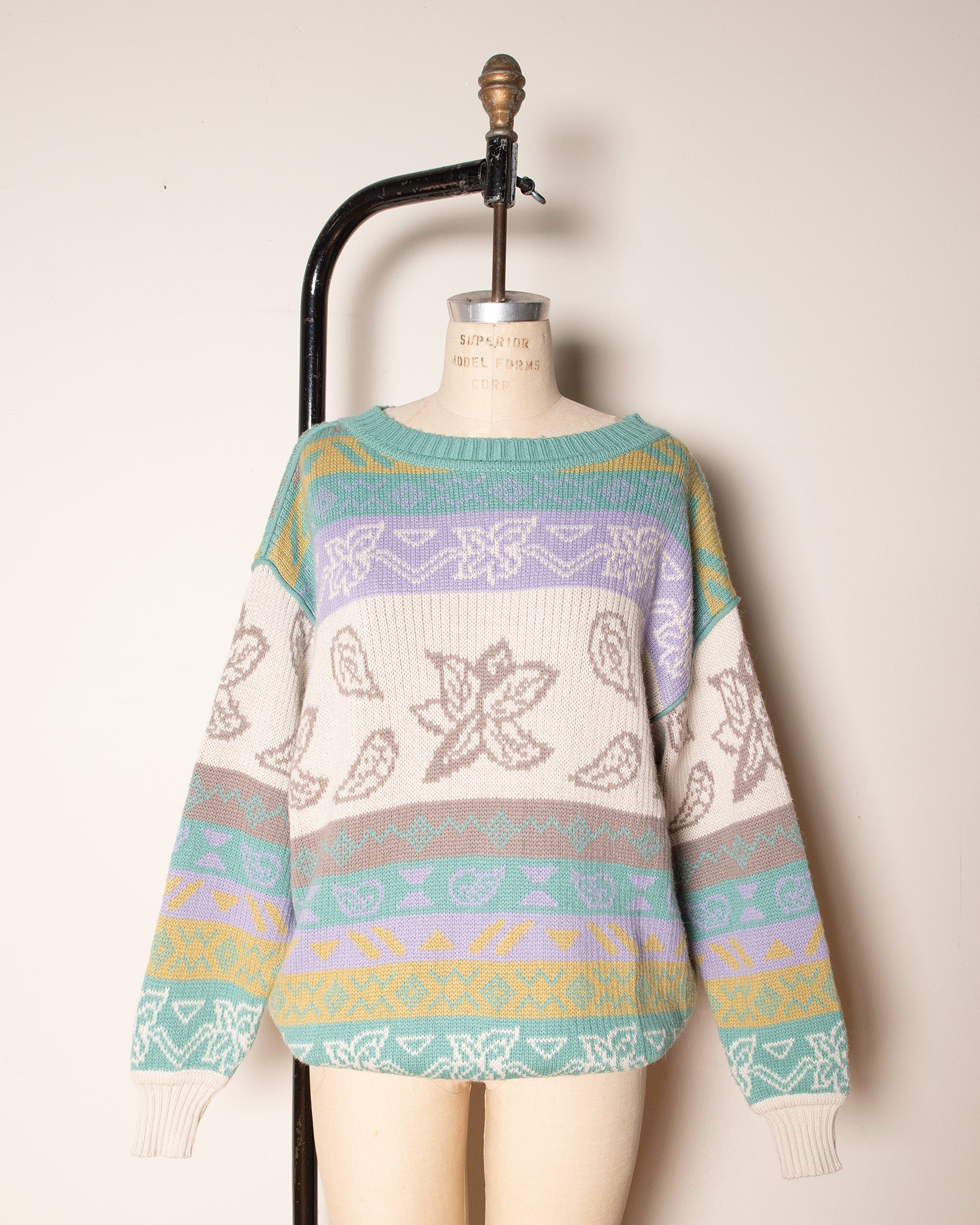 80s Laurel Wool Knit Jacquard Sweater – nouveaurichevintage