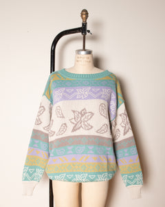 80s Laurel Wool Knit Jacquard Sweater