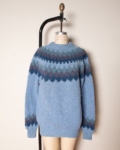 Load image into Gallery viewer, 80s Blue Icelandic Chunky  Knit Sweater large
