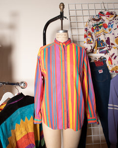 80s Esprit Sport Rainbow Stripe Cotton Shirt