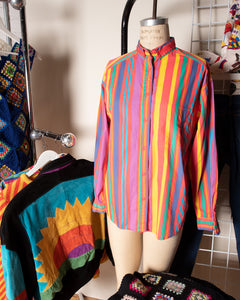 80s Esprit Sport Rainbow Stripe Cotton Shirt